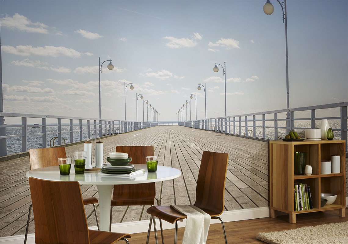 Wooden Pier Wall Mural by PIXERS Wooden Pier Wall Mural by PIXERS Nature Inspired Eye Deceiving Wall Murals to Make Your Home Look Bigger